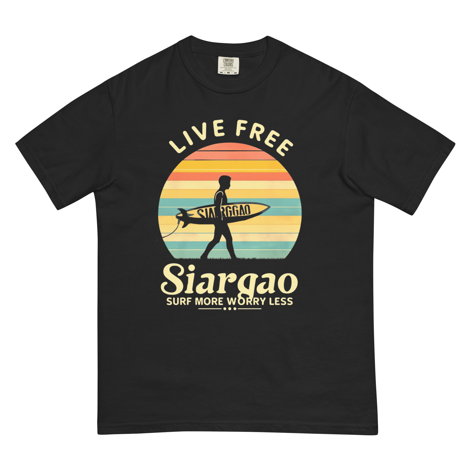 Siargao “Live Free Surf More” Design – Men’s (Unisex) Garment-Dyed Heavyweight T-Shirt | Comfort Colors 1717